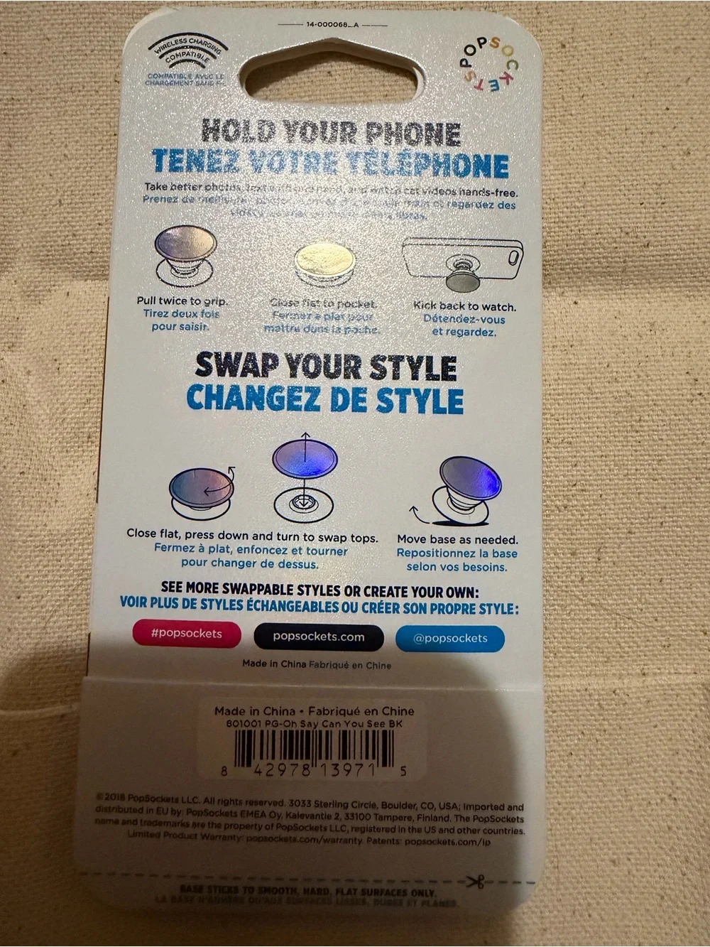 PopSocket PopGrip Phone Grip with American Flag Design (red, white, blue)
